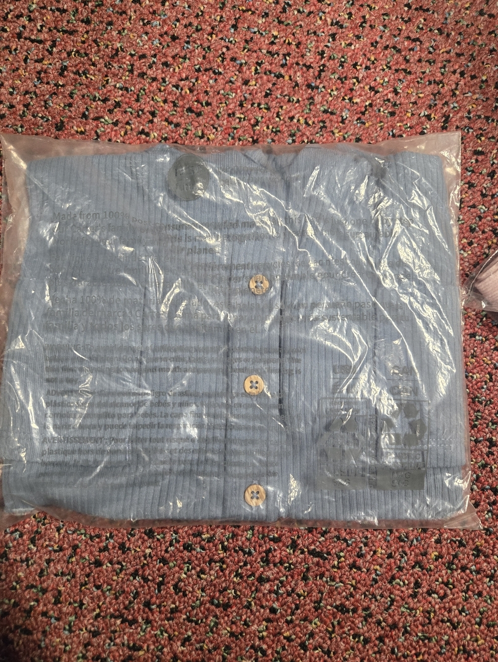 Blue Ribbed Button-Up Top with Striped Socks - Picture 2 of 2